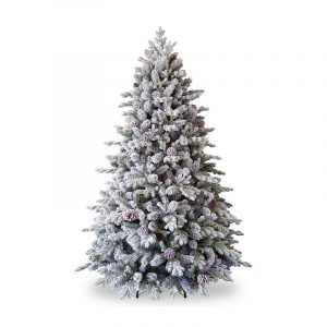 7 1/2' Feel Real(R) Snowy Dorchester Pine Hinged Tree with Big Cones