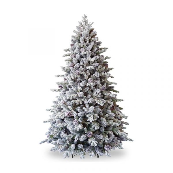 7 1/2' Feel Real(R) Snowy Dorchester Pine Hinged Tree with Big Cones