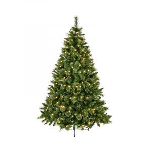 2.1M Pre Lit Ridgemere Pine Pvc/Bristle/Dew Drop Tips