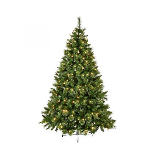 2.1M Pre Lit Ridgemere Pine Pvc/Bristle/Dew Drop Tips