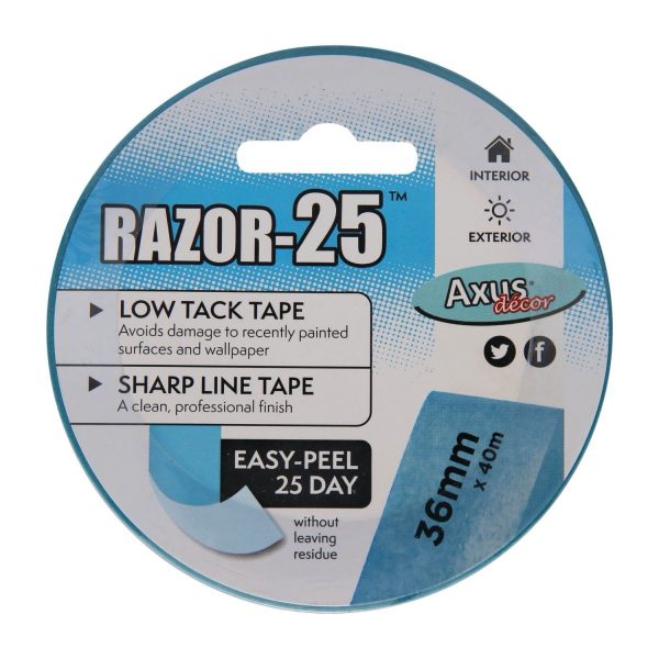 Axus Décor Razor -25 Low tack Masking Tape 1.5" / 36mm - Image 2