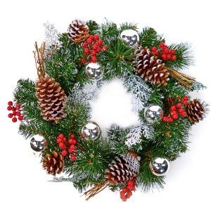 40cm Silver Dressed Wreath