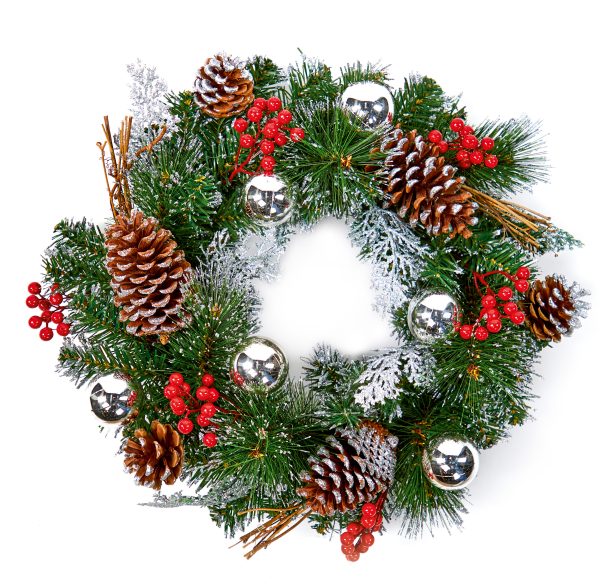 40cm Silver Dressed Wreath