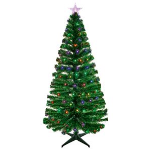 1.5M Green Led Fibre Optic Tree with Multi coloured Lights