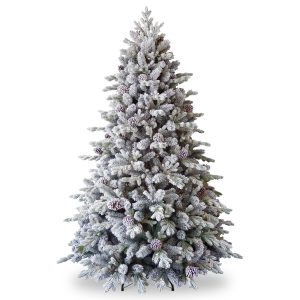 Snowy Dorchester Pine 9ft Hinged Tree Big Cones