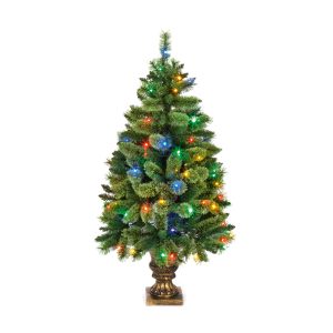 1.2M Pre Lit PVC Needle Pine 100 Multi-coloured LEDs