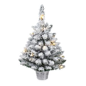60cm Pre Lit Flocked Tree