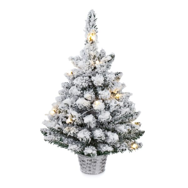60cm Pre Lit Flocked Tree