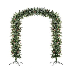 8FT New Jersey Christmas Tree Arch PVC Tips with Pinecones and Berries