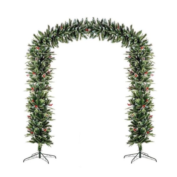8FT New Jersey Christmas Tree Arch PVC Tips with Pinecones and Berries